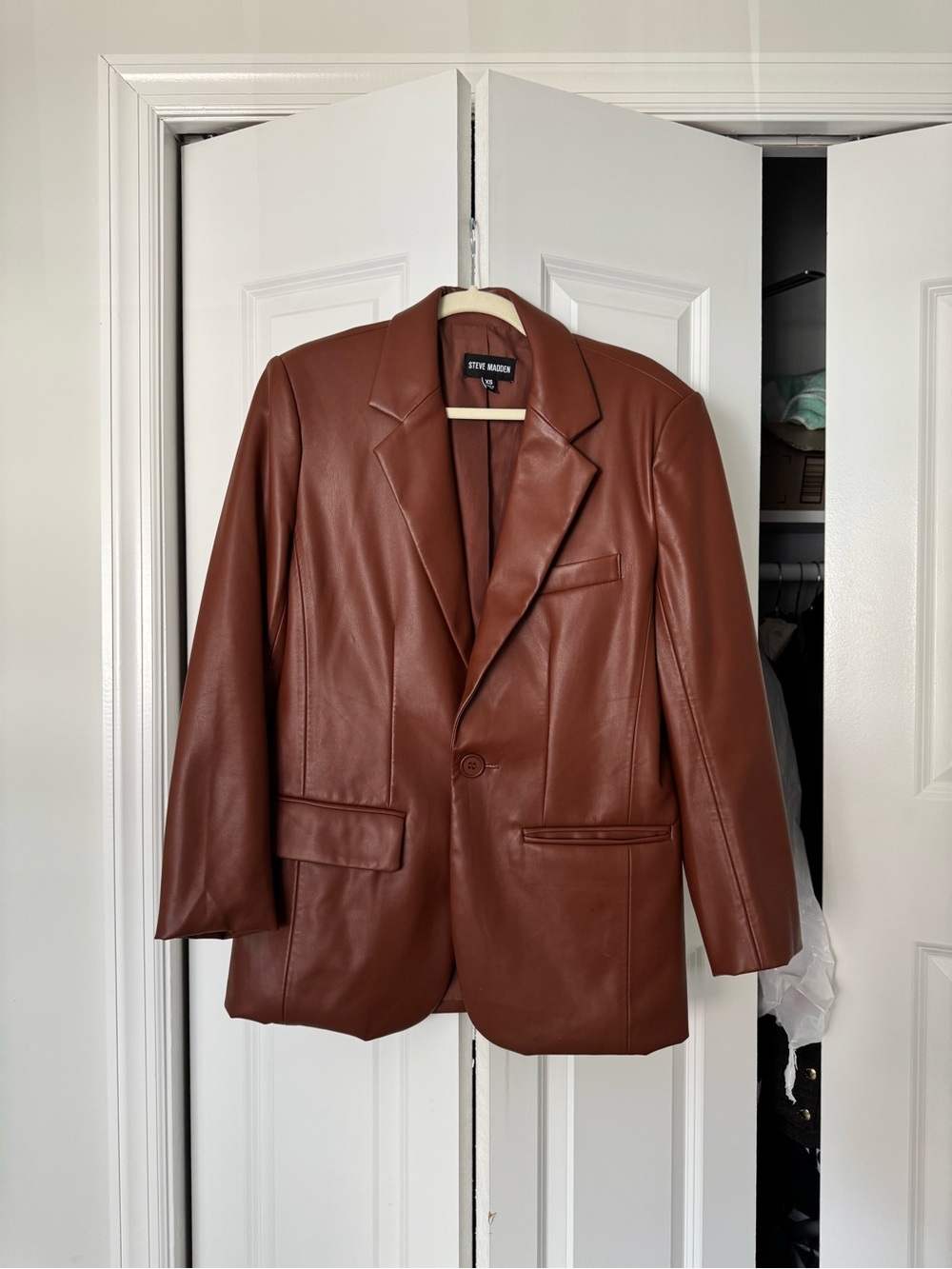 Steve Madden Brown Leather Blazer Jacket